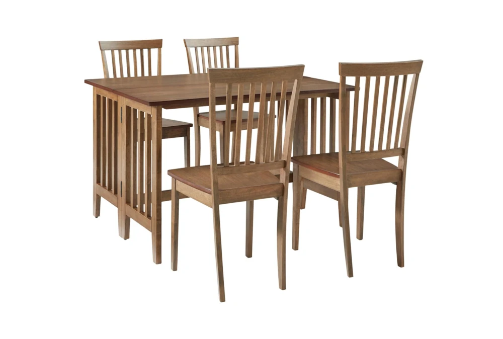 Hopper Walnut 47" Drop Leaf Dining Set For 4 1 Hopper Walnut 47" Drop Leaf Dining Set For 4