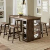 Kenny 59" Counter Storage With Stool Set For 4
