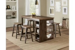 Kenny 59" Counter Storage With Stool Set For 4
