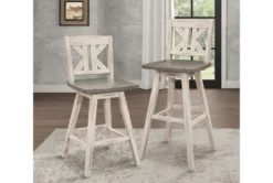 Lock White Divided X Back Swivel Bar Stool Set Of 2 -KitchenCraft Store 304382 wood room 85