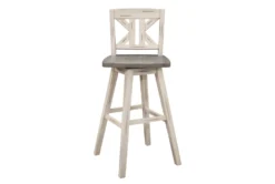 Lock White Divided X Back Swivel Bar Stool Set Of 2 -KitchenCraft Store 304382 wood side 14