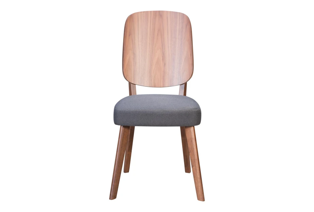 Modern Walnut & Dark Grey Dining Chair Set Of 2 2 Modern Walnut & Dark Grey Dining Chair Set Of 2 - Image 2