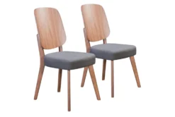 Modern Walnut & Dark Grey Dining Chair Set Of 2