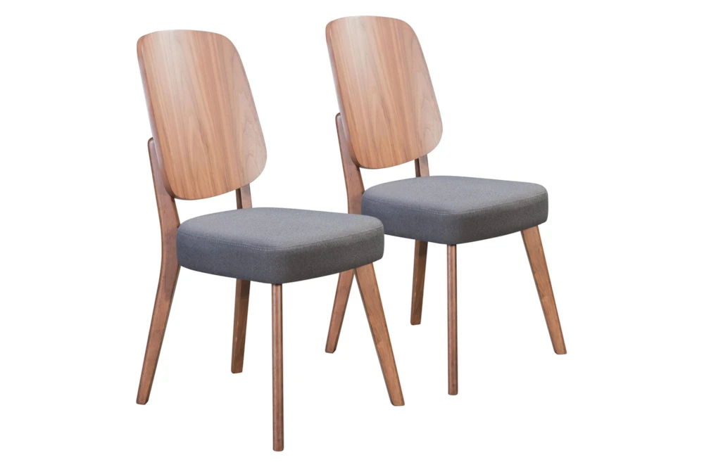Modern Walnut & Dark Grey Dining Chair Set Of 2 1 Modern Walnut & Dark Grey Dining Chair Set Of 2