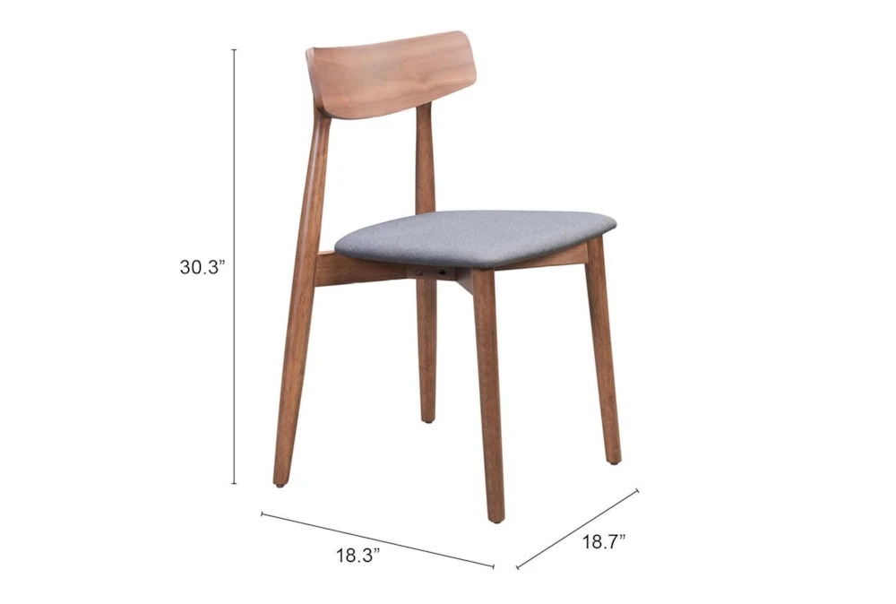 Mid-Century Walnut & Gray Dining Chair Set Of 2 7 Mid-Century Walnut & Gray Dining Chair Set Of 2 - Image 7