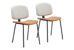 Modern Two Tone Beige Dining Chair Set Of 2