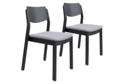 Modern Grey & Black Dining Chair Set Of 2