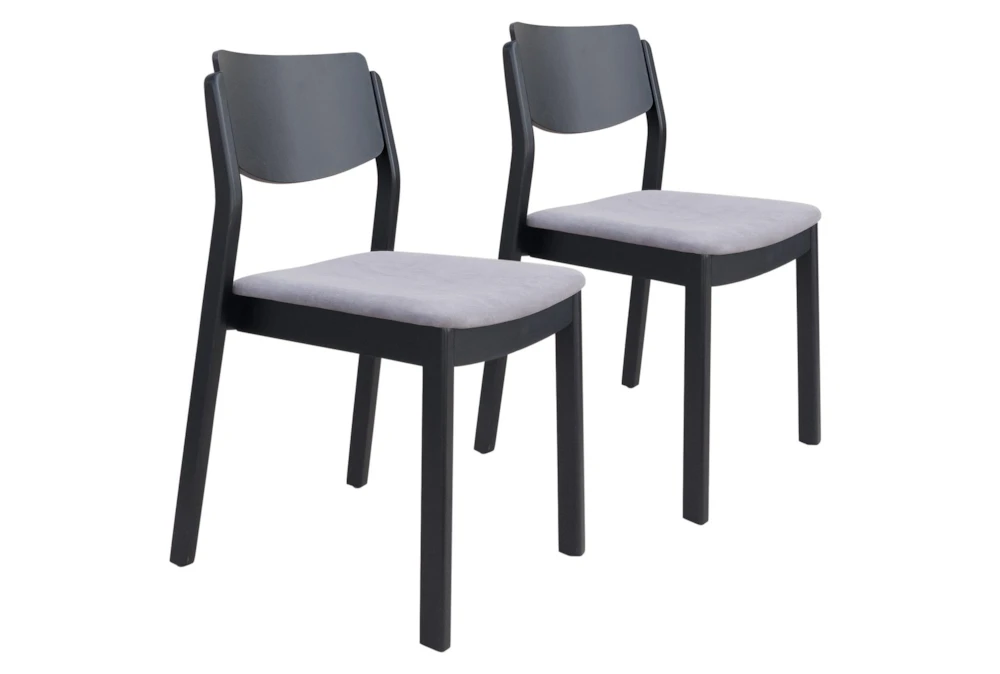 Modern Grey & Black Dining Chair Set Of 2 1 Modern Grey & Black Dining Chair Set Of 2