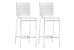 Woven White Counter Bar Stool Set Of 2