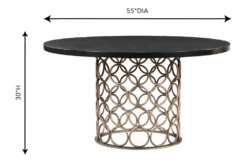 Tina Brass 55" Round Dining Table -KitchenCraft Store 304603 brown wood dining table detail 44