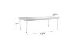 Glossy Lacquer 94" Dining Table -KitchenCraft Store 304617 white wood dining set detail 44