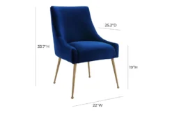 Trix Navy Velvet Dining Chair -KitchenCraft Store 304621 blue fabric dining chair front 02