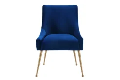 Trix Navy Velvet Dining Chair -KitchenCraft Store 304621 blue fabric dining chair front 03