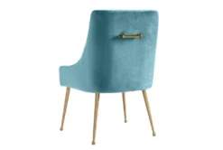 Trix Sea Blue Velvet Dining Side Chair -KitchenCraft Store 304629 blue fabric dining chair back 83