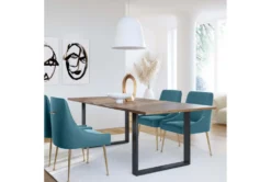 Trix Sea Blue Velvet Dining Side Chair -KitchenCraft Store 304629 blue fabric dining chair room 87