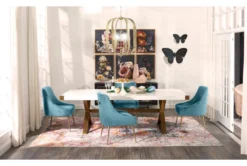 Trix Sea Blue Velvet Dining Side Chair -KitchenCraft Store 304629 blue fabric dining chair room 88