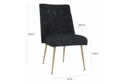 Bati Black Textured Linen Dining Chair -KitchenCraft Store 304636 black fabric dining chair front 02