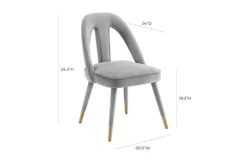 Terra Light Grey Velvet Dining Chair -KitchenCraft Store 304643 grey fabric dining chair detail 45