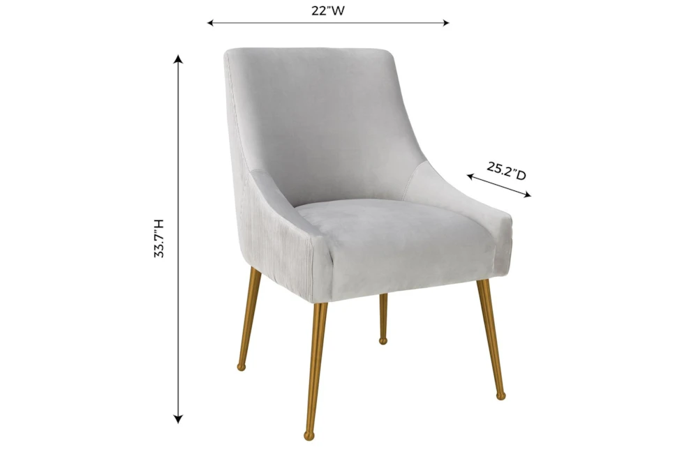 Trix Pleated Light Grey Velvet Dining Chair 3 Trix Pleated Light Grey Velvet Dining Chair - Image 3