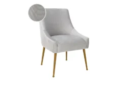 Trix Pleated Light Grey Velvet Dining Chair 11 Trix Pleated Light Grey Velvet Dining Chair -KitchenCraft Store 304653 grey fabric dining chair detail 45