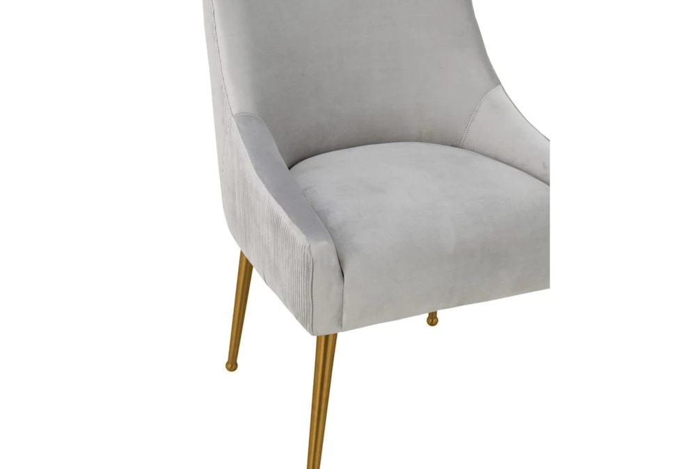 Trix Pleated Light Grey Velvet Dining Chair 5 Trix Pleated Light Grey Velvet Dining Chair - Image 5