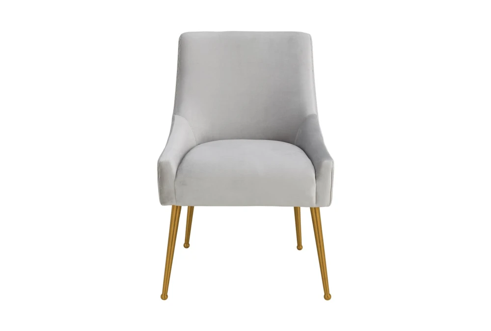 Trix Pleated Light Grey Velvet Dining Chair 2 Trix Pleated Light Grey Velvet Dining Chair - Image 2
