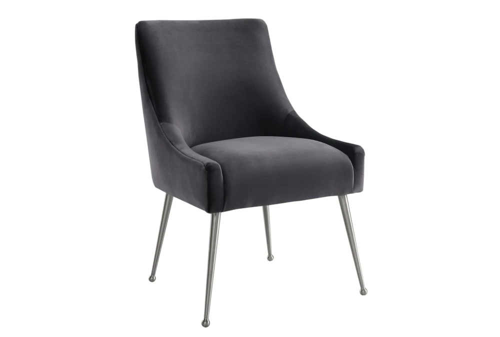 Trix Grey Velvet Dining Chair With Silver Leg 1 Trix Grey Velvet Dining Chair With Silver Leg