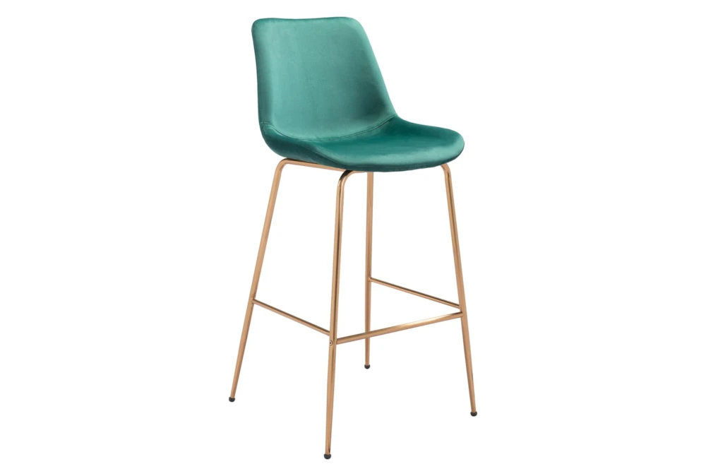 Green Velvet Bucket Bar Stool 1 Green Velvet Bucket Bar Stool