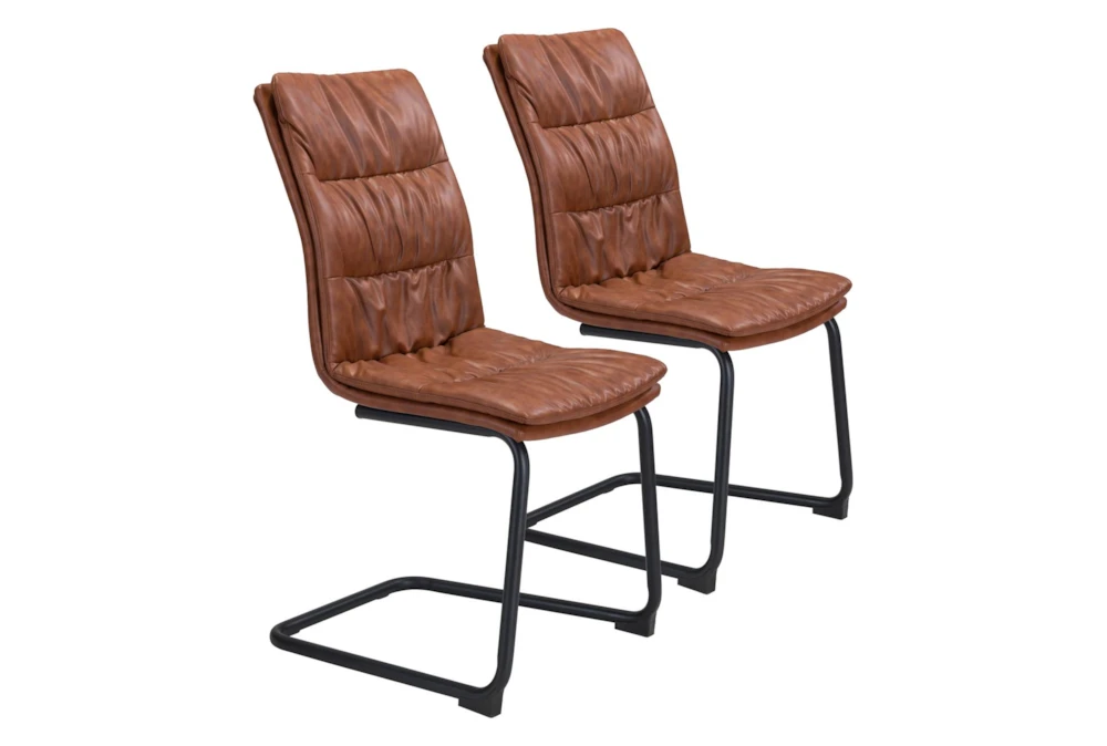Industrial Brown Dining Chair Set Of 2 1 Industrial Brown Dining Chair Set Of 2