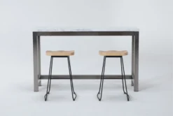 Toby 60" Marble Console With Delany Counter Stool Set For 2