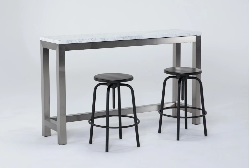 Toby 60" Marble Console With Millie Counter Stool Set For 2 2 Toby 60" Marble Console With Millie Counter Stool Set For 2 - Image 2