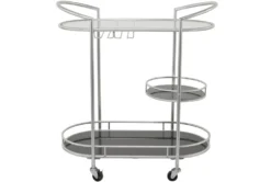 Silver 3-Tier Metal Rolling Bar Cart 11 Silver 3-Tier Metal Rolling Bar Cart -KitchenCraft Store 311198 silver metal bar cart back 82