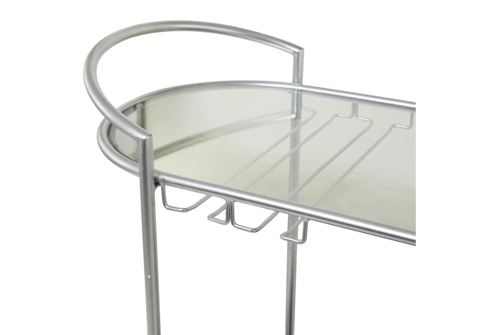 Silver 3-Tier Metal Rolling Bar Cart 3 Silver 3-Tier Metal Rolling Bar Cart - Image 3