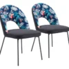 Black And Tropical Print Dining Chair Set Of 2