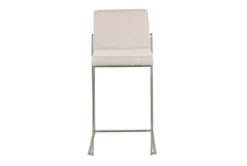 Ian Beige Fabric High Back Counter Stool Set Of 2 -KitchenCraft Store 314315 white polyester counter height stool front 02