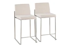 Ian Beige Fabric High Back Counter Stool Set Of 2