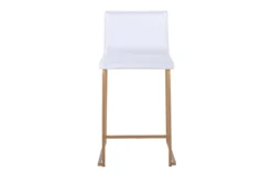 Cara Gold Metal And White Faux Leather Counter Stool Set Of 2 -KitchenCraft Store 314326 white faux leather counter height stool front 02