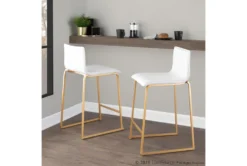 Cara Gold Metal And White Faux Leather Counter Stool Set Of 2 -KitchenCraft Store 314326 white faux leather counter height stool room 85