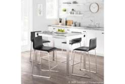 Cara Brushed Stainless And Black Faux Leather Counter Stool Set Of 2 13 Cara Brushed Stainless And Black Faux Leather Counter Stool Set Of 2 -KitchenCraft Store 314331 black faux leather counter height stool room 85