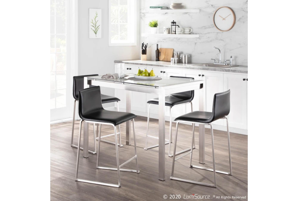 Cara Brushed Stainless And Black Faux Leather Counter Stool Set Of 2 7 Cara Brushed Stainless And Black Faux Leather Counter Stool Set Of 2 - Image 7