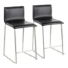 Cara Brushed Stainless And Black Faux Leather Counter Stool Set Of 2