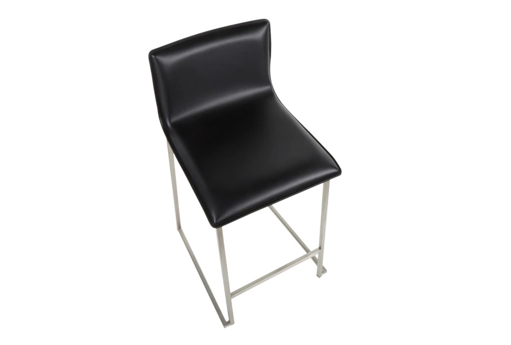 Cara Brushed Stainless And Black Faux Leather Counter Stool Set Of 2 4 Cara Brushed Stainless And Black Faux Leather Counter Stool Set Of 2 - Image 4