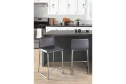 Cara Brushed Stainless And Grey Faux Leather Counter Stool Set Of 2 -KitchenCraft Store 314333 grey faux leather counter height stool room 85