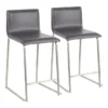 Cara Brushed Stainless And Grey Faux Leather Counter Stool Set Of 2