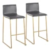 Cara Gold Steel And Grey Faux Leather Bar Stool Set Of 2
