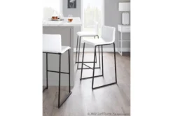 Cara Black Steel And White Faux Leather Bar Stool Set Of 2 -KitchenCraft Store 314352 white faux leather bar stool room 85