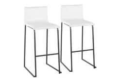 Cara Black Steel And White Faux Leather Bar Stool Set Of 2