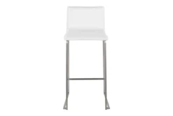 Cara Stainless Steel And White Faux Leather Bar Stool Set Of 2 -KitchenCraft Store 314356 white faux leather bar stool front 02