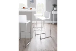 Cara Stainless Steel And White Faux Leather Bar Stool Set Of 2 -KitchenCraft Store 314356 white faux leather bar stool room 85