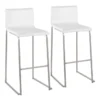 Cara Stainless Steel And White Faux Leather Bar Stool Set Of 2